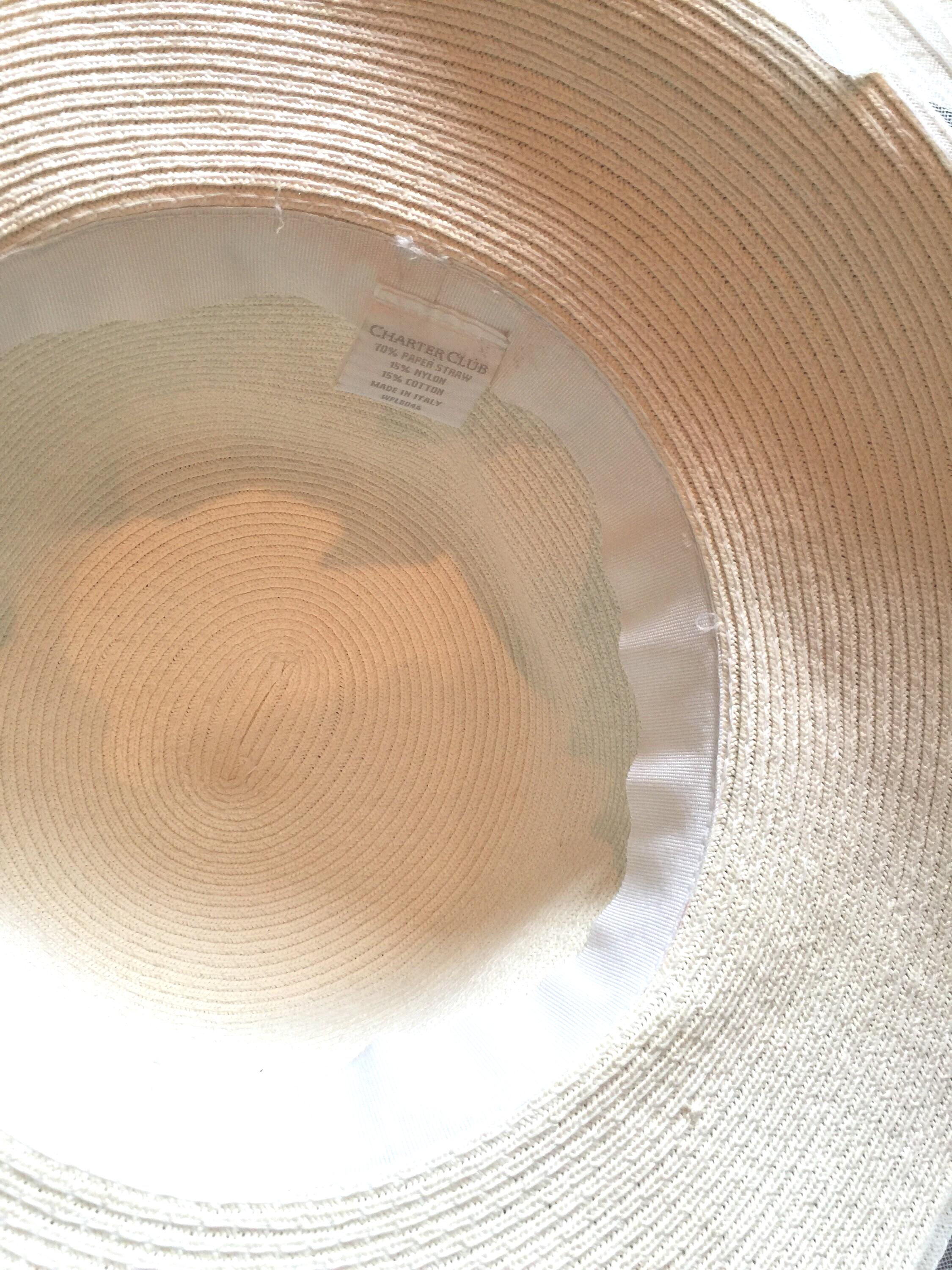 Vintage Charter Club Wide Brimmed Ladies Hat. Size 7. Ivory 