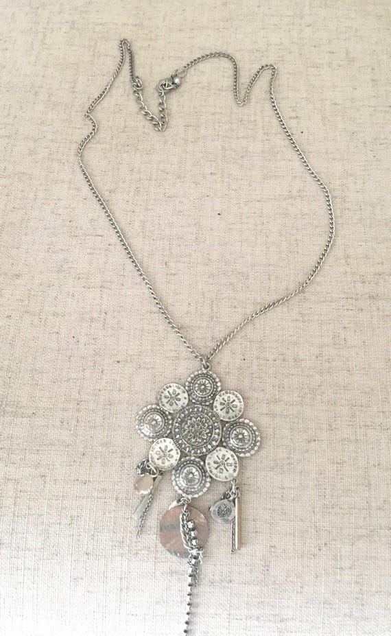 Chicos Vintage Mixed Metal Rhinestone Medallion Chain Belt Statement Necklace Chico\ main image 2