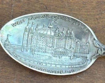 1900 Antique Sterling Souvenir Spoon, West Baden, Indiana