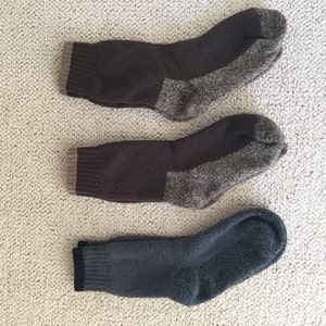 Heavy Cotton Men&#39;s Socks, size 8-9.  Set of 2 brown, and 1 grey.