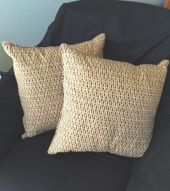Vintage Ralph Lauren Charleston Collection -- Set of 2 Wicker Design Decorator Throw Pillows.  Circa 1990s