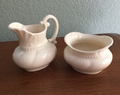 Vintage Lenox Bone China Colonial Collection Ivory Sugar and Creamer Set. Gold Stamp.