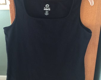 Vintage Ruby Road Favorites Scooped Neck Ladies Tank Top.  Black.  Size Lg.