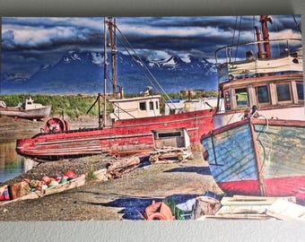 Vintage Photo on Stretched Canvas of Homer, Alaska - Dry Dock Fishing Ships.