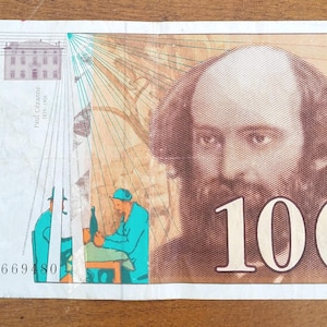 1997 100 Franc Banknote, Painter Paul Cezanne, Circulated.  Very Fine.