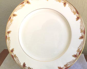 Vintage Lenox Porcelain China, Essex  Pattern, Maroon (Smooth) Dinner Plate - Circa 1960's.
