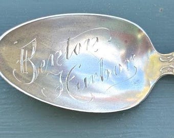 Antique Sterling Silver Souvenir Collector Spoon - Benton Harbor, Michigan  1905.