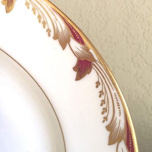 Vintage Lenox Porcelain China, Essex Pattern, Maroon (Smooth) Dinner Plate - Circa 1960's. image 2