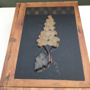 Vintage Warren Kimble Card Box (vacío) "Grapes" - American Folk Art Box.