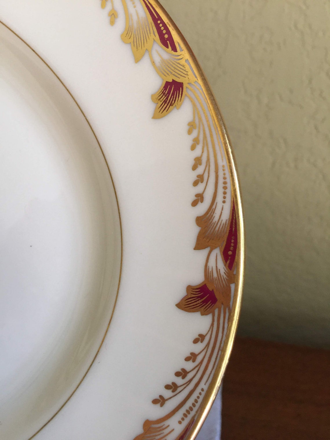 Vintage Lenox Porcelain China Essex Pattern Maroon smooth Etsy UK