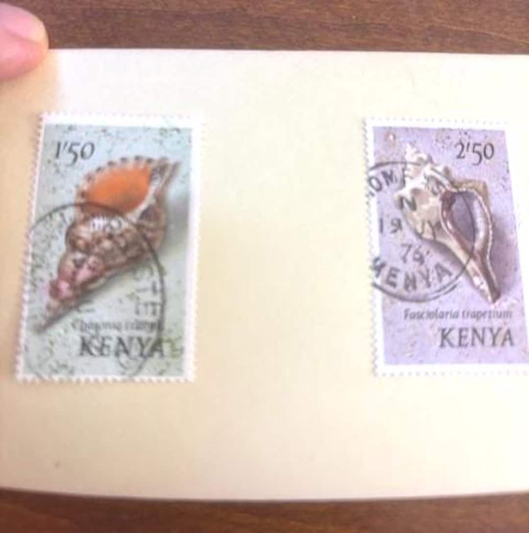 Set of 8 1976 Kenya, Africa Shell Stamps. Includes 5c, 10c, 15c, 20c ...