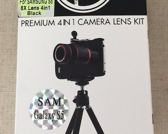Kit obiettivo fotocamera vintage premium 4 in 1 per Samsung S5 8X obiettivo 4 in 1, nero.
