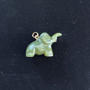 Vintage Carved Jade Elephant Charm, for Necklace or Bracelet