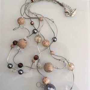 Vintage Coldwater Creek Signed Three Strand Beaded Necklace.  Circa 1990.