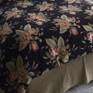 Vintage Ralph Lauren Charleston Bedding - . Charleston Cal King Bed Skirt.  Tan/Gold Stripe.   Circa 1990s.