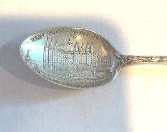 Antique Sterling Silver Souvenir Spoon 1900's.  West Baden Springs Hotel, West Baden, Indiana.