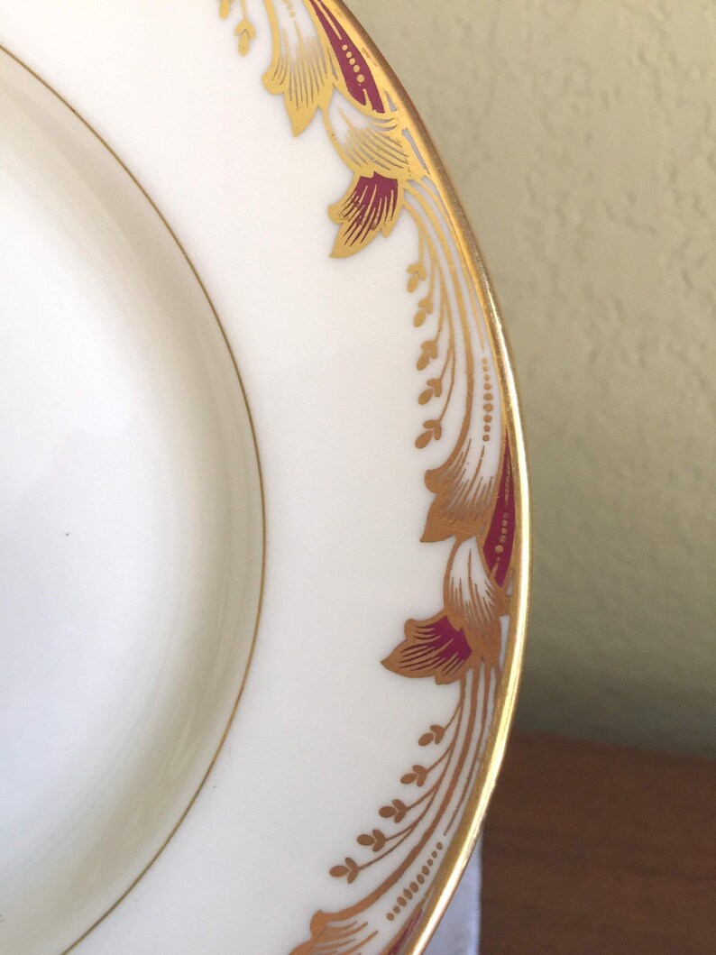 Vintage Lenox Porcelain China, Essex Pattern, Maroon (Smooth) Bread and Butter Plate - Circa 1950's. image 3