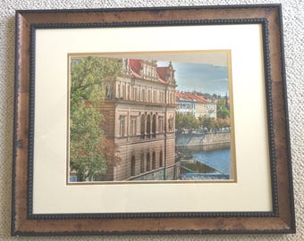 Vintage Prague City Framed Art, Near Charles Bridge.