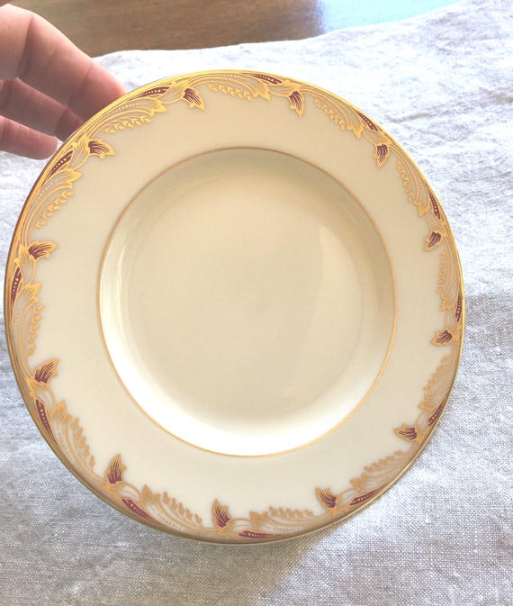 Vintage Lenox Porcelain China, Essex  Pattern, Maroon (Smooth) Bread and Butter Plate - Circa 1950's.