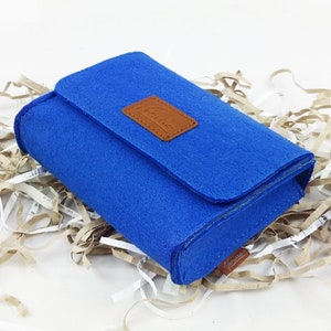 Culture bag bag case made of felt for accessories, cosmetics, accessories, blue image 1