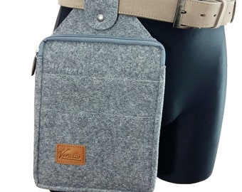 Multi-purpose Belt bag for all purposes waist bag from felt work bag for hobbyists, craftsmen, hairdresser, waiter, grey