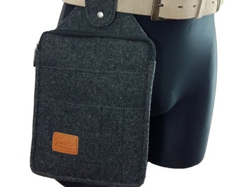 Multi-function Belt bag for home or work hip bag made of felt, black mottled
