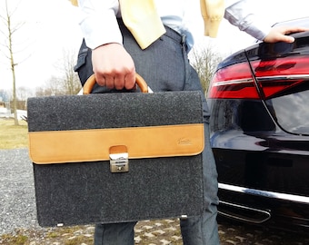 DIN A4 / 13 " Notebook MacBook Businesstasche Umhängetasche Aktentasche Arbeitstasche Handtasche Herren Damen Tasche aus Filz Schwarz