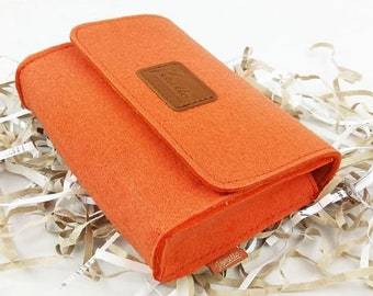Bag Mini case bag culture pouch cosmetic bag made of felt for accessories cosmetics make up accessories, orange