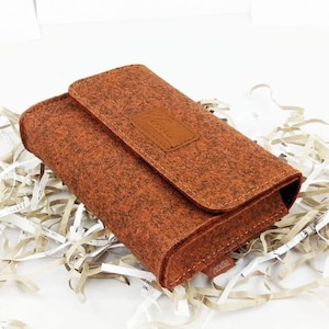 Pouch Mini Cosmetic Bag case bag made of felt for accessories orange mottled