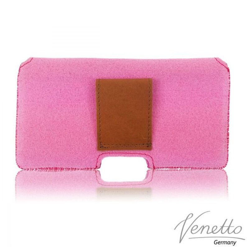 5.0-6.4 horizontal cross bag waist pocket belt pouch protective case bag made of felt, pink image 2