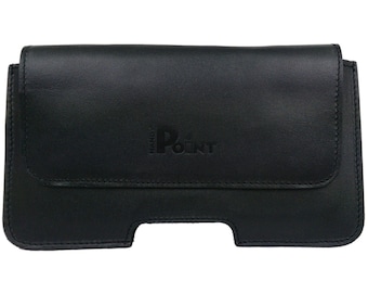 4.0 - 6.4 "Bolsa de vientre horizontal Bolsa cruzada Bolsa de cinturón Estuche de cuero robusto para cinturón de pantalón Smartphone para iPhone 6, 7, Samsung S8 negro