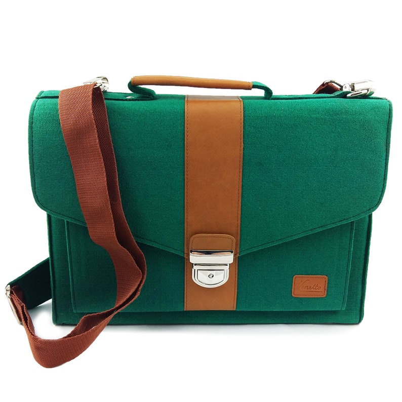 DIN A4 Business bag work bag handbag handbag office handbag 13 inch Laptop shoulder bag Ladies Green image 1