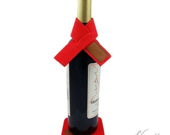 Wine cuff drip Filzdeko wine collar made of felt red