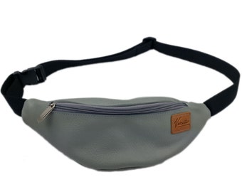 Ceinture de Moose/Elk en cuir en cuir sac sac sac de taille de Fanny Pack randonnée sac pochette sac étui pour Smartphone de wapitis en cuir véritable, gris