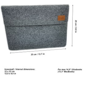 Für 13 14 MacBook Air M1/ M2, Pro, Hülle Tasche Schutzhülle Filz Sleeve Laptoptasche für iPad Pro, Surface, Laptop Notebook oliv melange Bild 6