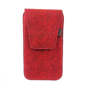 5.0-6.4 vertical belly bag Belt pocket pouch case cover made of felt for smartphone, red image 1
