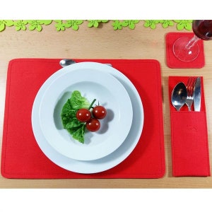 4 décoration de table napperon Set de table, napperons, sets de table, sous-verres économiseur de table en feutre, rouge image 3