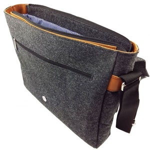 Sac pour hommes Sac à bandoulière Sac à bandoulière Felt Bag Felt and Leather également pour MacBook / Surface / Ordinateur portable noir image 3