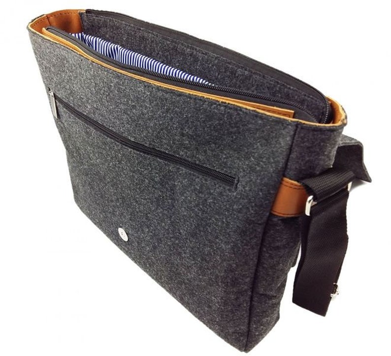 Men's Bag Crossbody Bag Shoulder Bag Felt Bag Felt and Leather also for MacBook / Surface / Laptop black image 3