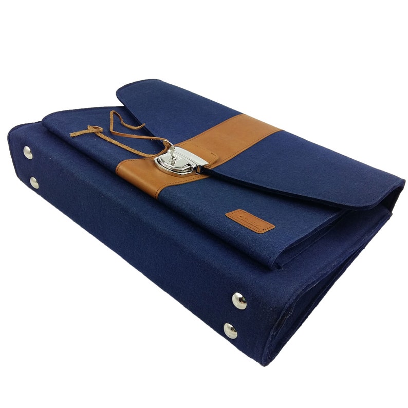 Bag Briefcase Business bag handbag handbag shoulder Pocket Ultrabooking Blue image 4