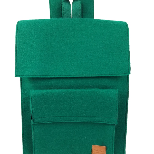 Venetto Backpack bag made of felt felt backpack unisex handmade green