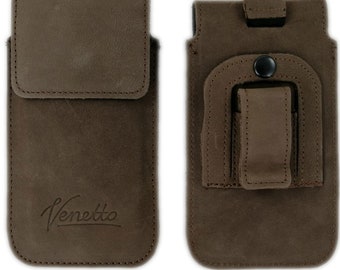 4.0 - 5.7&quot; verticaal heuptasje riemtas met kruisvak robuust leren tasje voor broekriem smartphone voor iPhone 6, 7 Samsung S8 bruin leer
