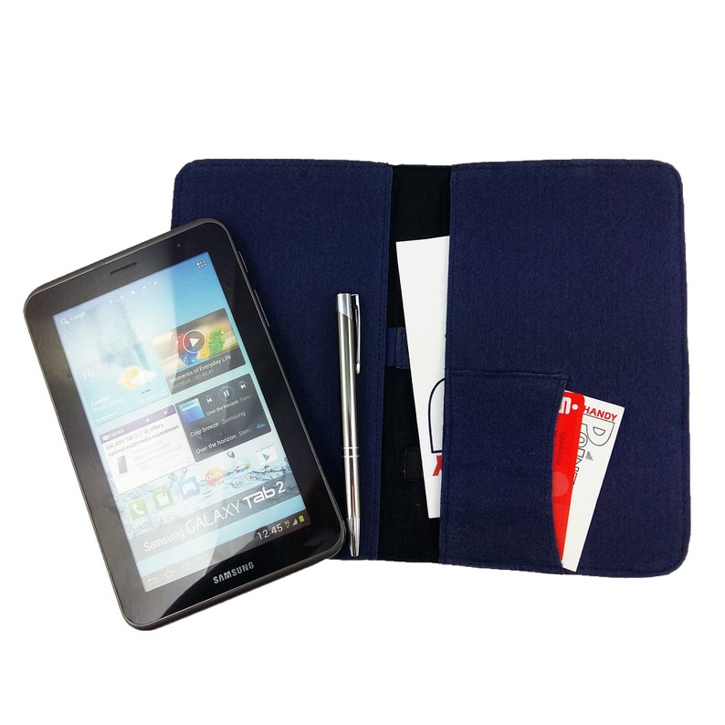 7 inch Tablethülle Protective case case bag made of felt for tablet ebook, Blue dark Blue image 1