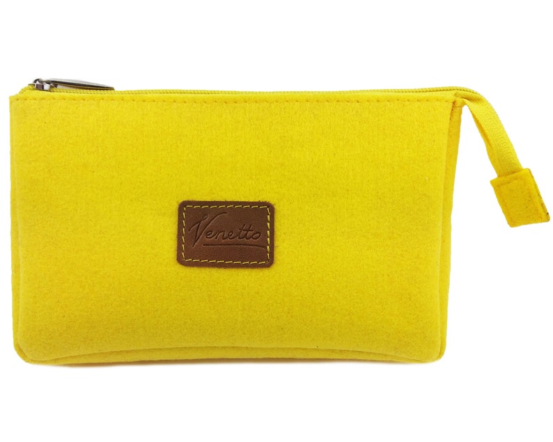 Bank bag bag made of felt for coins cell phone wallet culture bag bags, yellow image 1