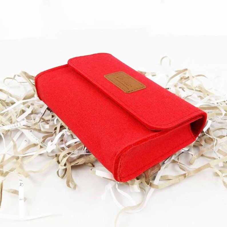 Cosmetic bag culture bag bag pocket pouch made of felt for accessories and accessories, red image 1