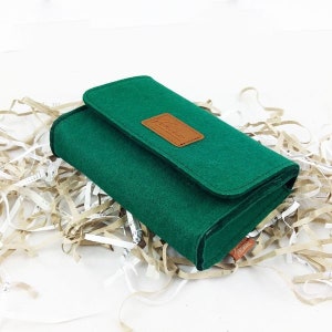 Mini Culture Bag Travel bag case made of felt for accessories Green dark image 3