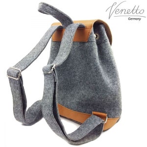 Zaino in pelle zaino zaino in feltro unisex grigio immagine 2