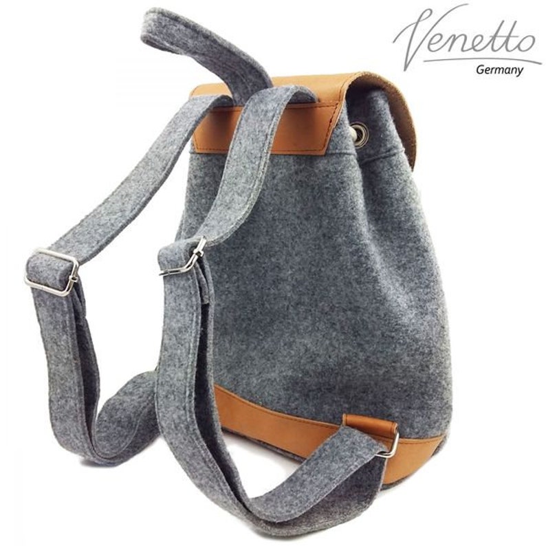 Bag backpack leather backpack felt unisex gray image 2