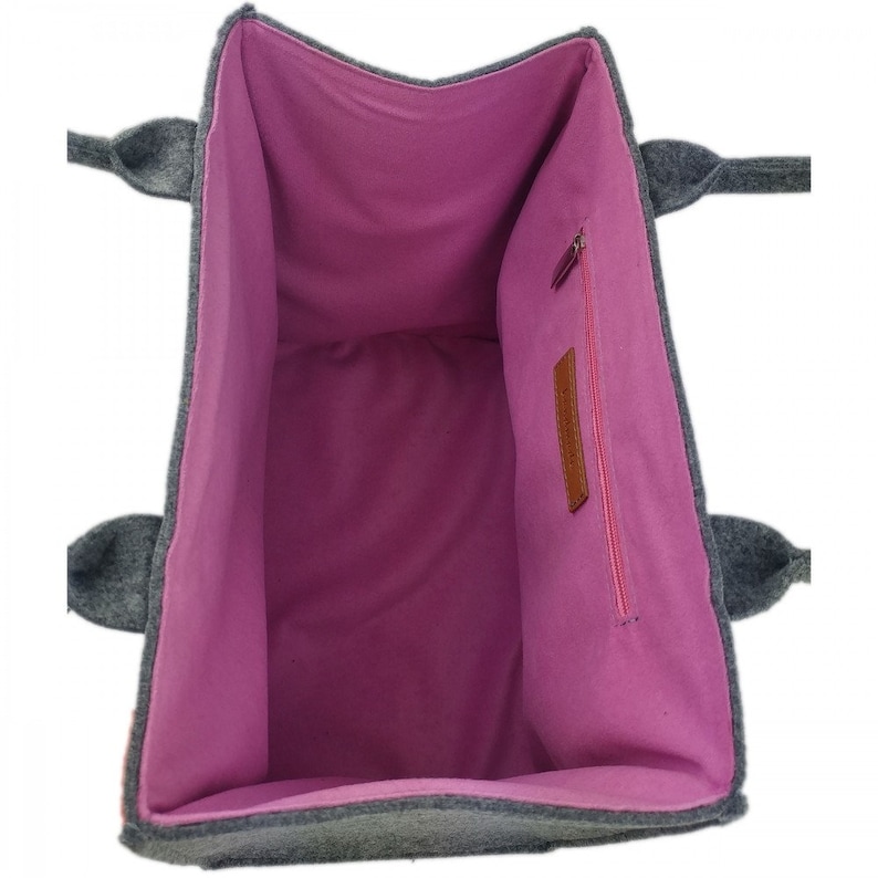 Double color Shopper sac à main sac à main sac sac gris rose image 4