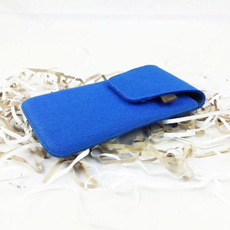 5.0-6.4 vertical handbag bag for mobile phone felt bag case, blue image 3